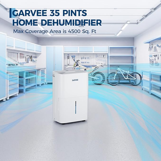 Garvee 35 Pint Dehumidifier for up to 4,500 Sq Ft, with Reusable Air Filter Control, Compact for Home, Basement, Large Rooms, Bathroom