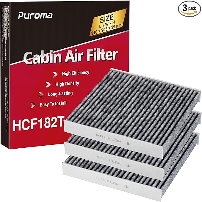 Puroma 3 Pack Cabin Air Filter with Activated Carbon Replacement for CP182, CF11182, Compatible with Honda CR-V, Civic, Accord, Odyssey, HR-V, Clarity, CR-Z, Fit, Insight, Acura MDX, RDX, TLX, Integra
