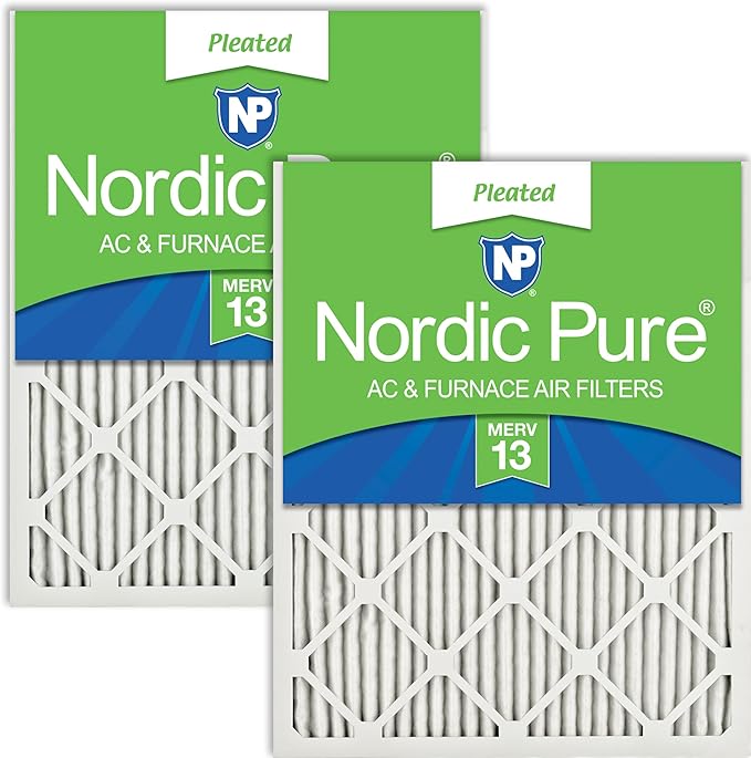 Nordic Pure 14x20x1 (Actual Size: 13 1/2 x 19 1/2 x 3/4) Pleated MERV 13 Air Filters 2 Pack