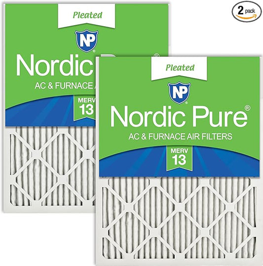 Nordic Pure 16x16x1 (Actual Size: 15 3/4 x 15 3/4 x 3/4) Pleated MERV 13 Air Filters 2 Pack