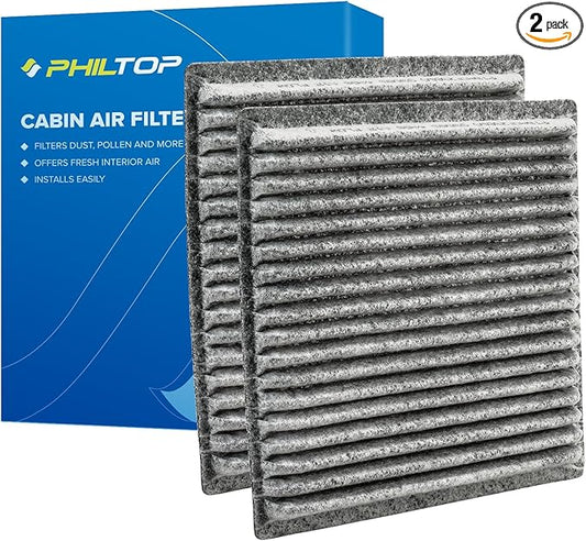 PHILTOP HEPA Cabin Air Filter w/Activated Carbon, Compatible with CF10547 Ford Edge 2007-2015, Lincoln MKX 2007-2016, Mazda CX-9 2007-2015, Carbon Filter Up Dust Pollen Odor, Pack of 2