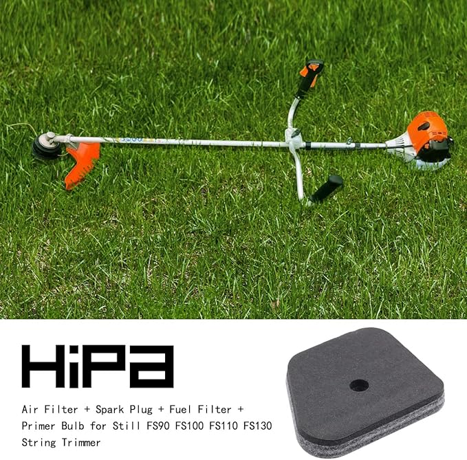 Hipa FS90R FS90 Air Filter Tune Up Kit for Stihl 4180 120 1800 FS110R FS130R HT101 FS110 FS130 FS100 FS90R FS110RX FS110X String Trimmer Weedeater Parts Spark Plug Fuel Filter Primer Bulb