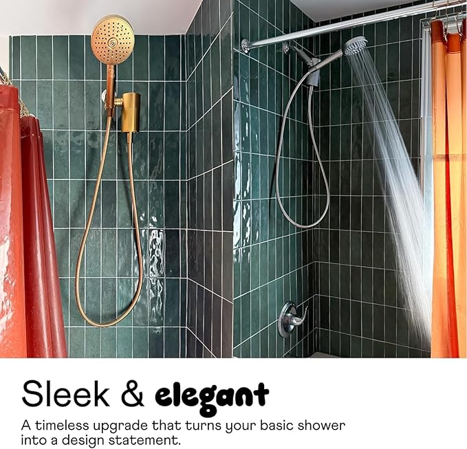 Sproos! - Handheld Showerhead with Filter Set, High Performance Filtration System for Healthier Hair and Skin, Extra Long 70 Inch Hose, 3 Customized Spray Functions, Yellow