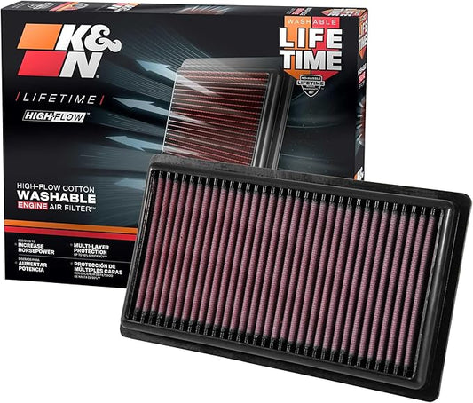 K&N High-Flow Original Lifetime Engine Air Filter: Increase Power: Premium, Washable: Compatible with 2016-2026 Fiat/Toyota/Lexus: (See Product Description for Select Models) 33-3080