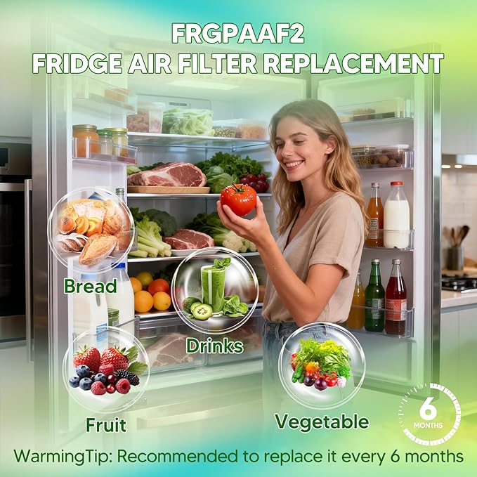 FRGPAAF2 Refrigerator Air Filter Replacement For Frigidaire FRGPAAF2 PureAir AF-2 Air Filter FRFC2323AS, FRFC232LAF, FRFC233LAF, Replaces Part 4977184 AP7194838 PS16745923 EAP16745923,6 Pack