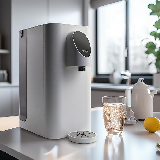 APEC WATER ROCT-Plus Countertop Reverse Osmosis System, Efficient RO Filter 3:1 Pure to Drain, Instant Hot Water ± 2° for Tea, UV Water Filtration