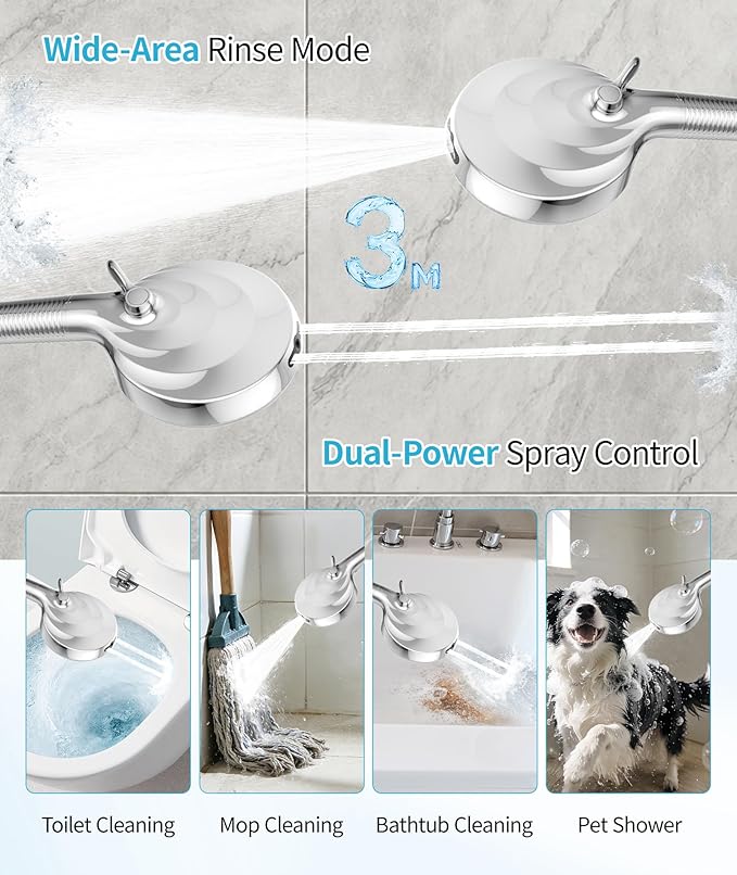 Filtered Shower Head with Handheld, 10 Spray Mode High Pressure Shower Head with Filters, Shower Filter Head for Hard Water, Powerful Spray for Cleaning, 2 Replaceable Filters Included, Chrome