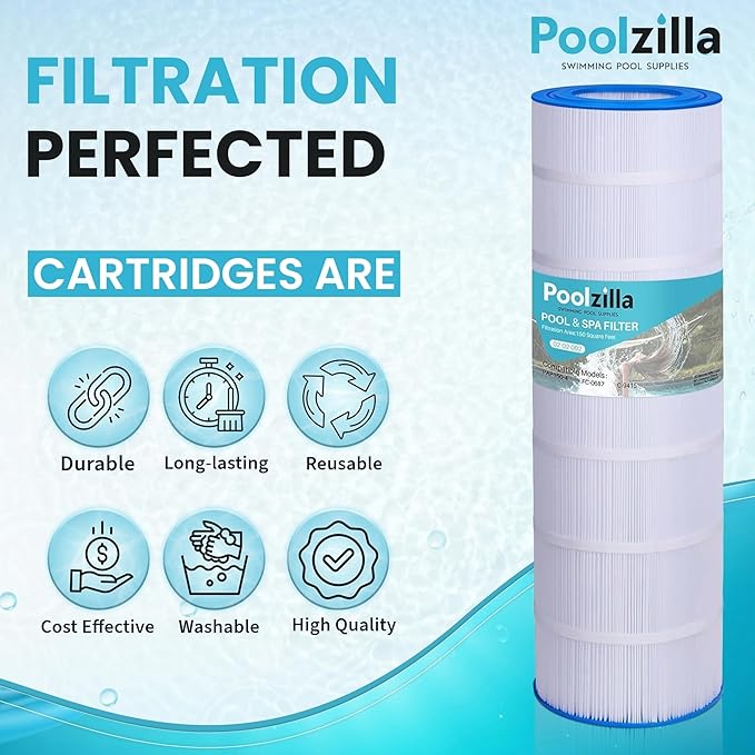 Poolzilla 4 Pack Replacement Cartridge for CC150, CCRP150, PAP150, Unicel C-9415, R173216, 59054300, Filbur FC-0687, 160317, 160355, 160352, Predator 150, 150 sq. ft. Filter Cartridge