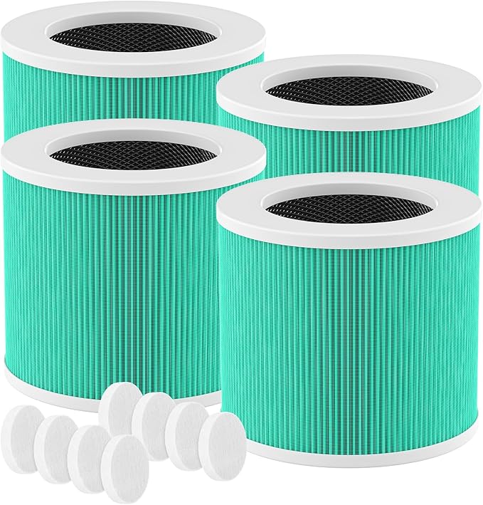 4 Pack HY1800 Replacement Filter Compatible with CHIVALZ/MORENTO/Loytio/Honeyuan/AYAFATO/IOIOW HY1800 Air Purifier, 3-in-1 Filtration System HY1800 Replacement Filter