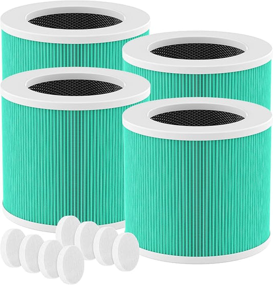 4 Pack HY1800 Replacement Filter Compatible with CHIVALZ/MORENTO/Loytio/Honeyuan/AYAFATO/IOIOW HY1800 Air Purifier, 3-in-1 Filtration System HY1800 Replacement Filter