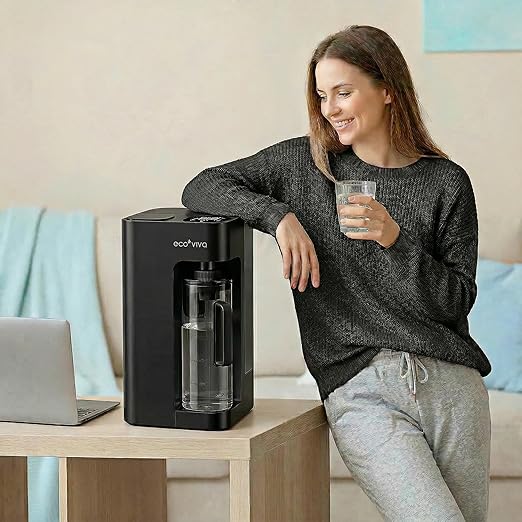 Mate 3 UV Reverse Osmosis Water Filter Countertop, 3:1 Pure to Drain, Autofill Pitcher, No Installation Water Purifier, Portable 9 Stage RO Water Filtration with Remineralization, Self-Cleaning, Black