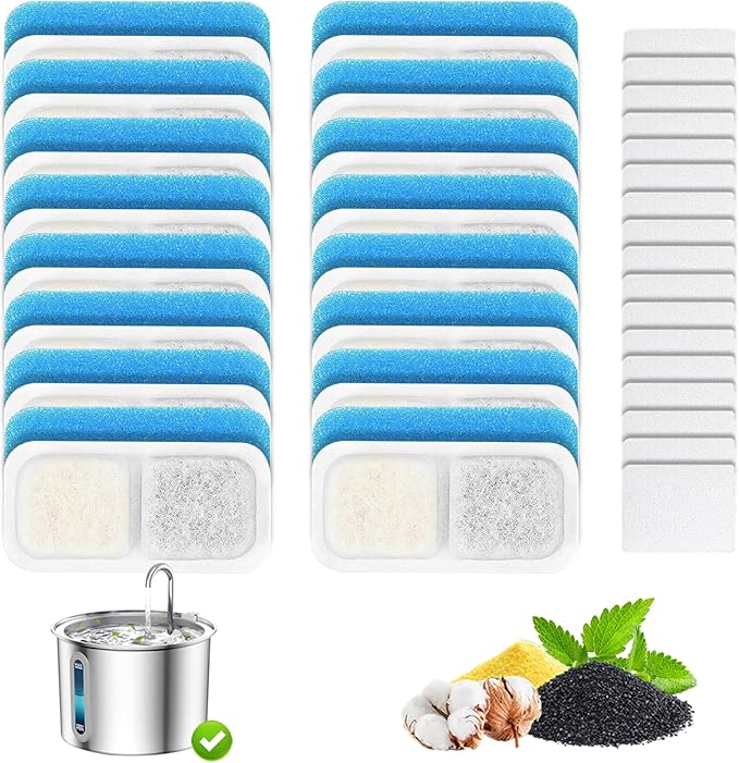 Opeth Cat Water Fountain Filters for 67oz/2L Stainless Steel Cat Fountain Filters,Cat Water Fountain Filters Replacement (16+16+16 Pack)