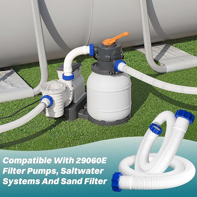 2 Pcs Pool Hoses for Above Ground Pools 1 1/2 Inch Diameter 59" Long Pool Pump Hose Replacement Filter Pump Hose Accessories