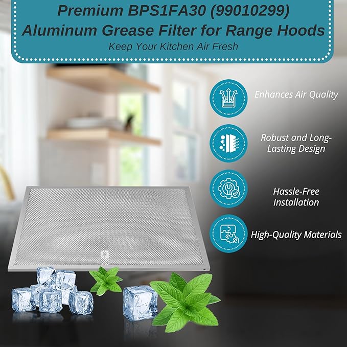 Broan Model BPS1FA30 Range Hood Filter - 11-3/4" X 14-1/4" X 3/8" Grease Filter BPS1FA30, S99010299 Replacement for NuTone Allure 30" WS1 QS2 and Broan QS1 30" (2-Pack)