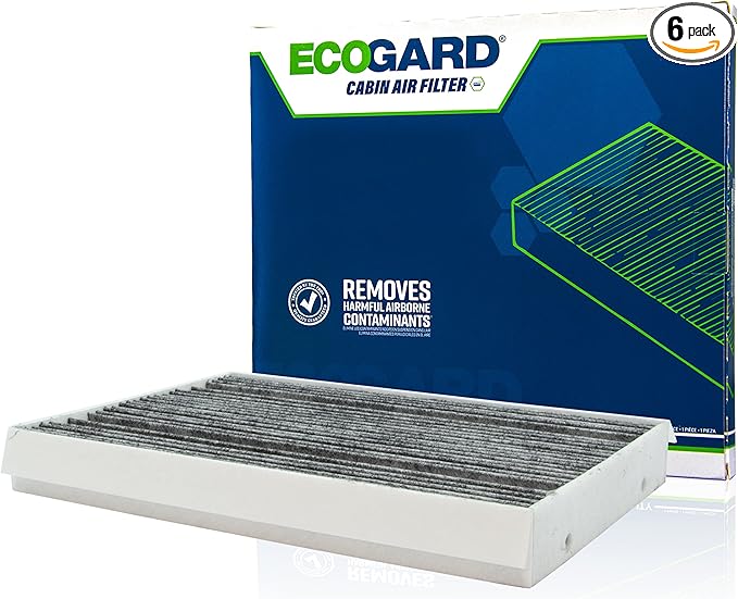 ECOGARD XC10575C Premium Cabin Air Filter with Activated Carbon Odor Eliminator Fits Mercedes-Benz Metris 2016-2020, Sprinter 2500 DIESEL 2019, Sprinter 3500 DIESEL 2019 (Pack of 6)