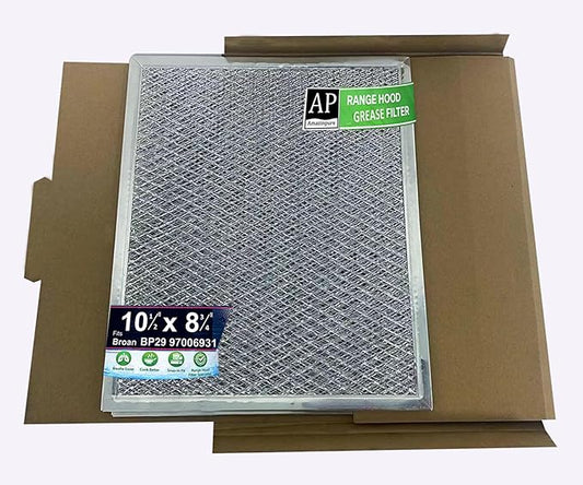 97006931 Broan Nutone range hood grease filter replacement Compatible with BP29 exhaust fan 88150 99010121 10-1/2 x 8-3/4 x 3/32 (10.5 x 8.75) Inch Aluminum 2 Pack