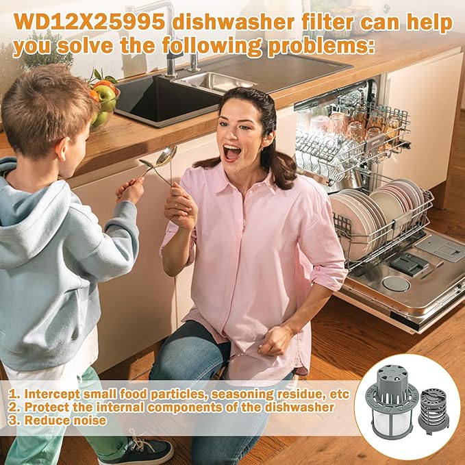 WD12X25995 Dishwasher Ultra Fine Filter and Basket Assembly Compatible With GE Hotpoint Haier dishwashers Replaces PS16217023 AP6989426 4962336 EAP16217023