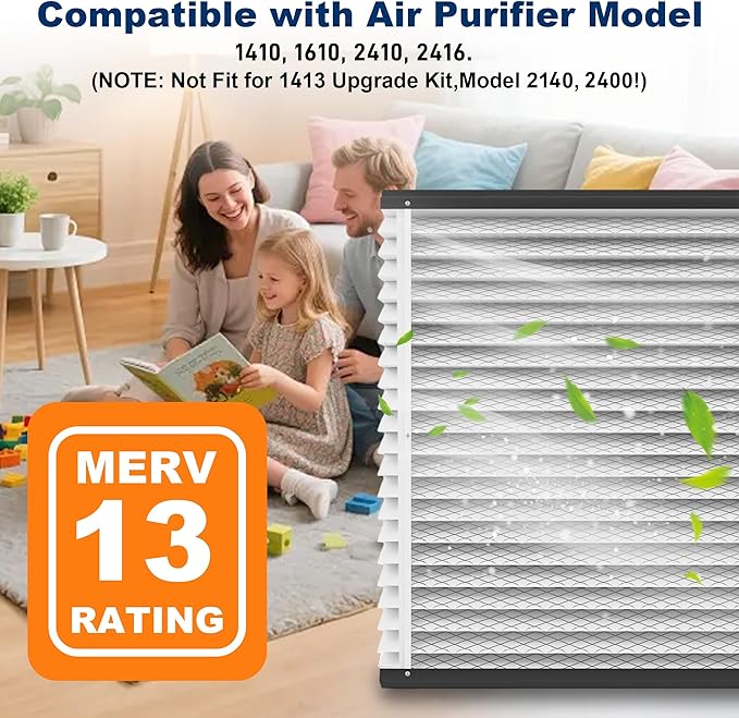 3Pack 410 Replacement Filter Compatible with Whole House Air Purifier, Models 1410, 1610, 2410, 2416, MERV 13 Furnace Filter, 16x25x4 Air Filter(Actual Size:16.5x27.5x4in)