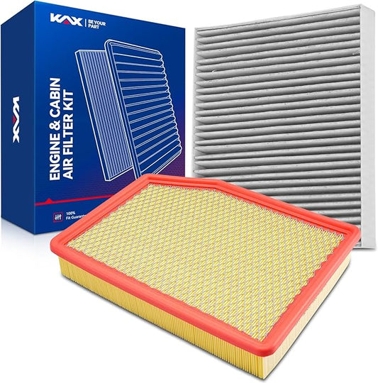 KAX Engine & Cabin Air Filter Kit, Replacement for Chevrolet Silverado 1500, Silverado 1500 LTD, Tahoe, Suburban, GMC Sierra 1500 Limited, Yukon XL, Cadillac Escalade/ESV, Replace# CA12404 CF11966