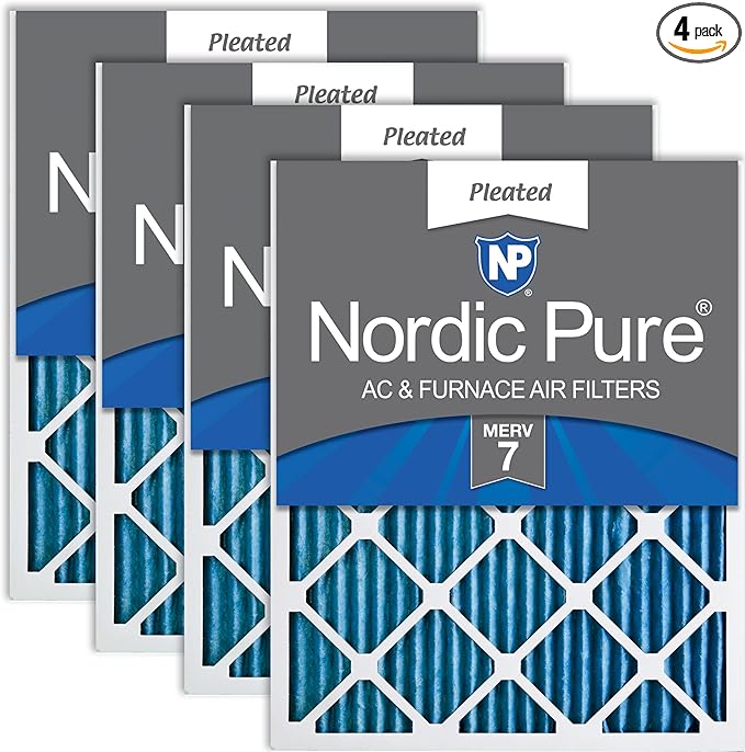 Nordic Pure 10x20x1 (Actual Size: 9 1/2 x 19 1/2 x 3/4) Pleated MERV 7 Air Filters 4 Pack