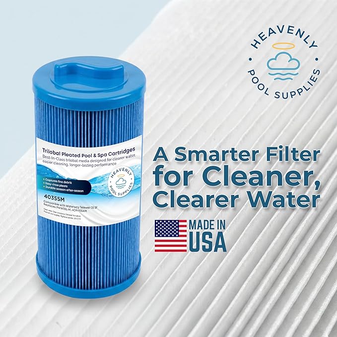 Pool, Spa & Hot Tub Filter Cartridge, Trilobal Media — Replaces Pleatco PWW35L-M, Unicel 4CH-935AM, 4CH-935RA, Darlly 40355M, & More, Compatible with Waterway Teleweir 35 SF