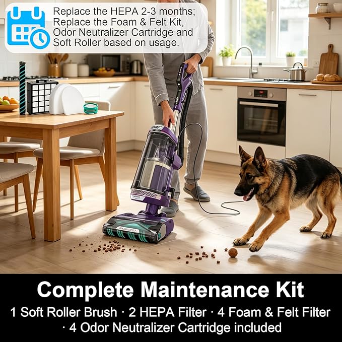 AZ4002 Filter Compaitble with Shark POWERDETECT Upright Vacuum AZ4002 AZ4000, include 1 Soft Roller Brush, 2 HEPA Filters, 4 Foam & Felt Kit, 4 Odor Neutralizer, compare to Part# XFFKAZ4000 XHFAZ4000