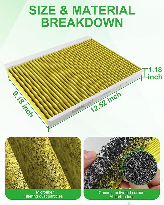 2Pcs Dacall Activated Carbon Cabin Air Filter - fit for Volvo VNL/VN/VNM/VHD/VT Series Trucks, for VNL 860 780 760 670, VN 780 670, VNM 630, VHD 430 and More, Replace Part NO. 20435801, AF26405