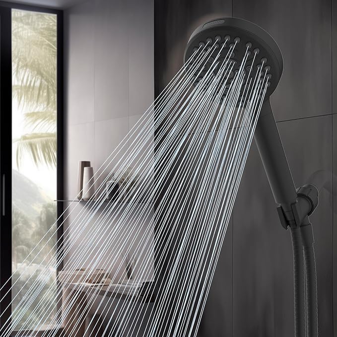 Hibbent Filtered Shower Head with Handheld, High Pressure 10 Spray Showerhead with 3 Filters, Water Softener for Hard Water-Remove Chlorine, Reduces Dry Itchy Skin, Improve Skin& Hair Texture, Black