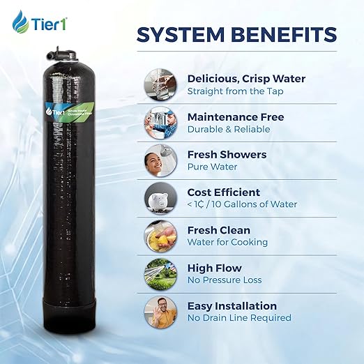 Tier1 Whole House Water Filter System | 900,000 Gallon Chloramine Reduction Capacity | Pre-Filled Upflow Tank with 1 Cu Ft Catalytic Granular Activated Carbon | Home Filtration System