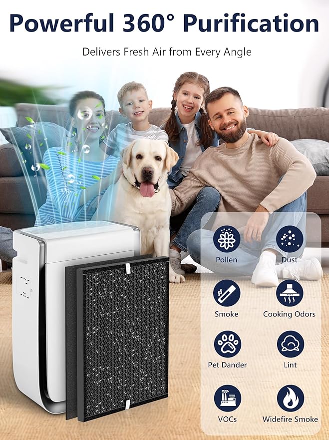 3000 Carbon Replacement Filters Compatible with Air Doctor 3000 Air Purifier – Includes 2 Carbon/VOC Filters + 4 Pre-Filters, Compare to Part# ADF3002 & ADF3003, Not for 3500