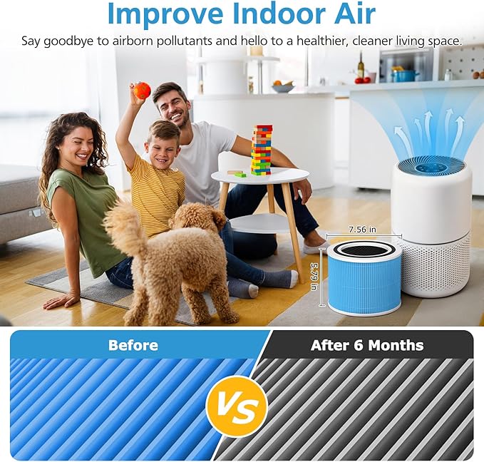2 Pack Core 300 Smoke Remover Replacement Filter for LEVOIT Core 300 Core 300-P Core 300S-P Air Purifier, Core 300-RF-SR