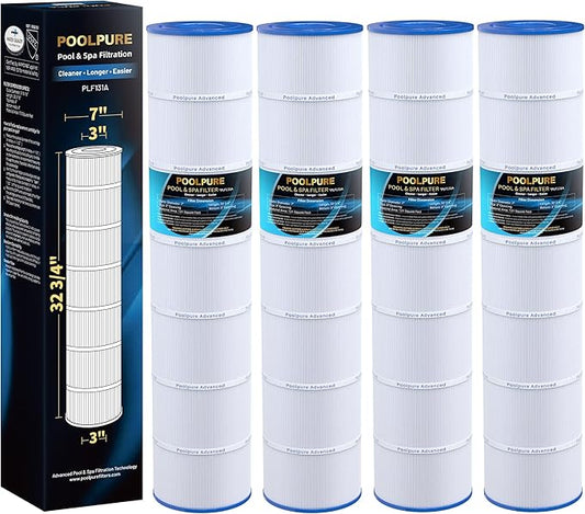 POOLPURE C5030 Pool Filters Compatible with Hayward CX1280XRE, SwimClear C5025, C5030, C5020, Pleatco PA131-PAK4, Ultral-A2, Unicel C-7494, Filbur FC-1227, FC-6435, 4 X 131 sq. ft.