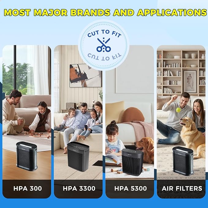 6 Pack Pre Filter A Replacement for Honeywell HPA300 Air Purifier, HRF-A300 Prefilter Kit Compatible with HPA300, HPA304, HPA3300, HPA5300, Pre-Cut Carbon Layer Pre-Filters