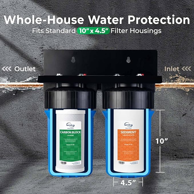 iSpring F2WGB21B Whole House 4.5"x10" Water Filtration High Capacity Sediment and CTO Carbon Block Water Filter Replacement Cartridge Pack Set, Model: WGB21B