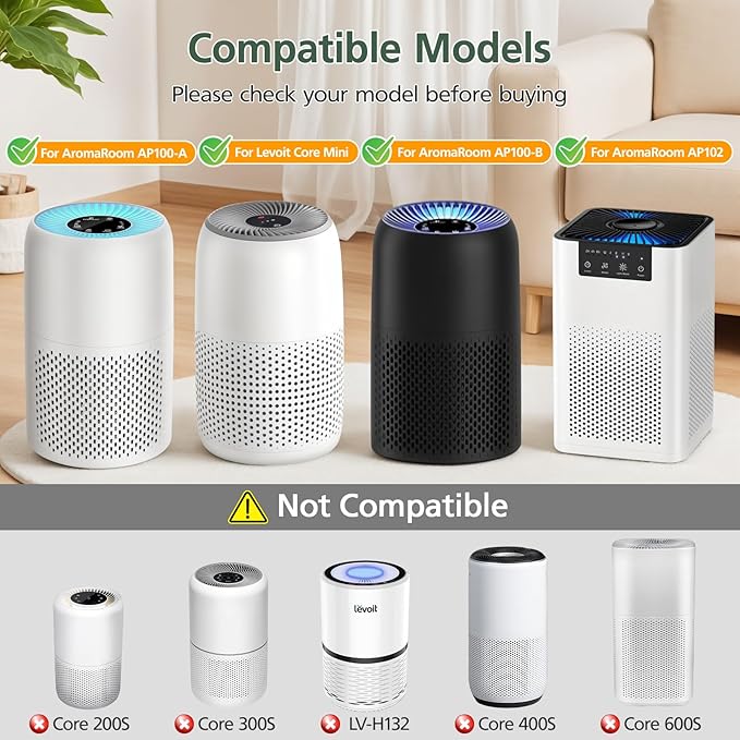 AP100 AP102 Replacement Filter Compatible with AromaRoom AP100-A, AP102, AP100-B, AP100-C, Core Mini Air Purifi-ers, 3-IN-1 HEPA and Activated Carbon Filter, 2 Pack (White)