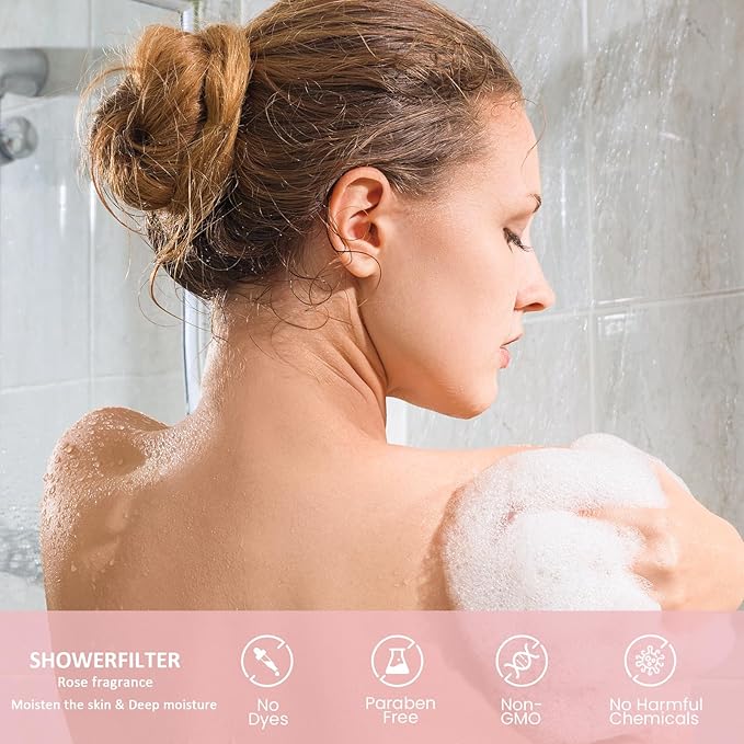 Vitamin-C Handheld Showerhead Filter For Hard Water, Luxurious Scent Skin Care & Hair Enhancement Softener Purifier, Aromatherapy Water Purify, Rose Odor