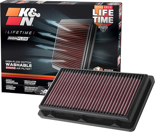 K&N High-Flow Original Lifetime Engine Air Filter: Increase Power: Washable: Compatible with 2020-2026 HYUNDAI/KIA: Santa Cruz, FE, Sonata, Staria, Tucson, Carnival, Sedona, Sorento, Sportage, 33-5108