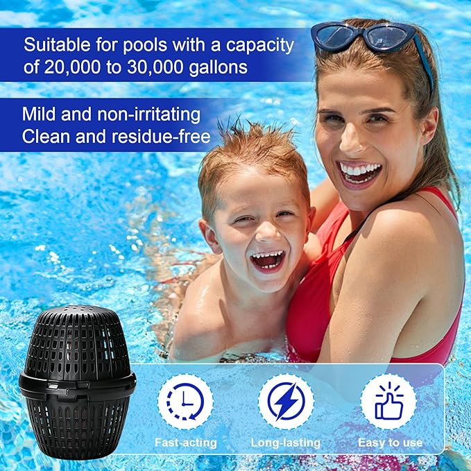 Pool Unit 20k-30k Gallons Black Replacement for Pool RX, Compatible with Mineral Cartridge Above Ground and Inground Pools Filter Replacement