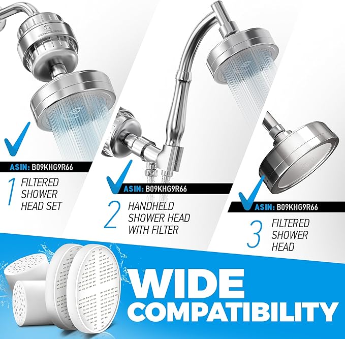 AquaHomeGroup 20 Stage + Vitamin C E and A Shower Filter Cartridge Bundle 2-Pack - Reduces Chlorine, Heavy Metals and Sediment - No Housing