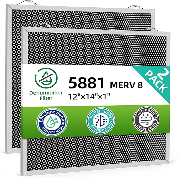5881 Washable Filter MERV 8 Compatible with AprilAire Whole-House Dehumidifiers Models E100 E080 and Dehumidifying Ventilator 8192A Replacement Filter, 2 Pack