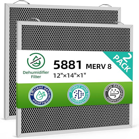5881 Washable Filter MERV 8 Compatible with AprilAire Whole-House Dehumidifiers Models E100 E080 and Dehumidifying Ventilator 8192A Replacement Filter, 2 Pack
