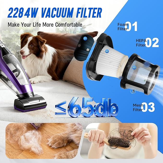 Improvedhand 2390A 2284W Vacuum Filter Replacement for Bi-ssell Pet Hair Eraser Filter Hand Vac 2390, 2389, 2284W Compare to Parts # 1614212 1614203 1614204, 4-Pack