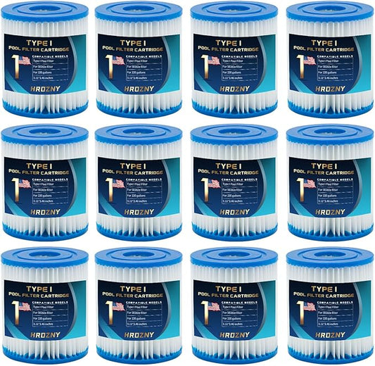 Hrozny Type I Pool Filter Cartridge,Pool Filter Cartridge Size 1 for 58093,for Summer Waves 300/330 Gal/h Filter Pumps(12 Pack)