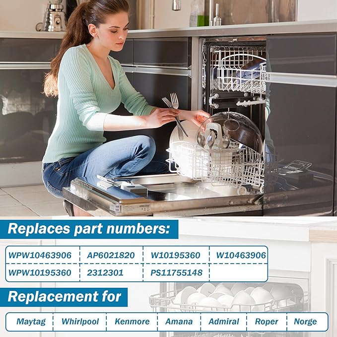 BigHead WPW10463906 Dishwasher Screen Filter Replacement 1 Set - Compatible with Whirlpool KitchenAid Maytag Kenmore Amana, Replaces WPW10195360 2312301 PS11755148 AP6021820