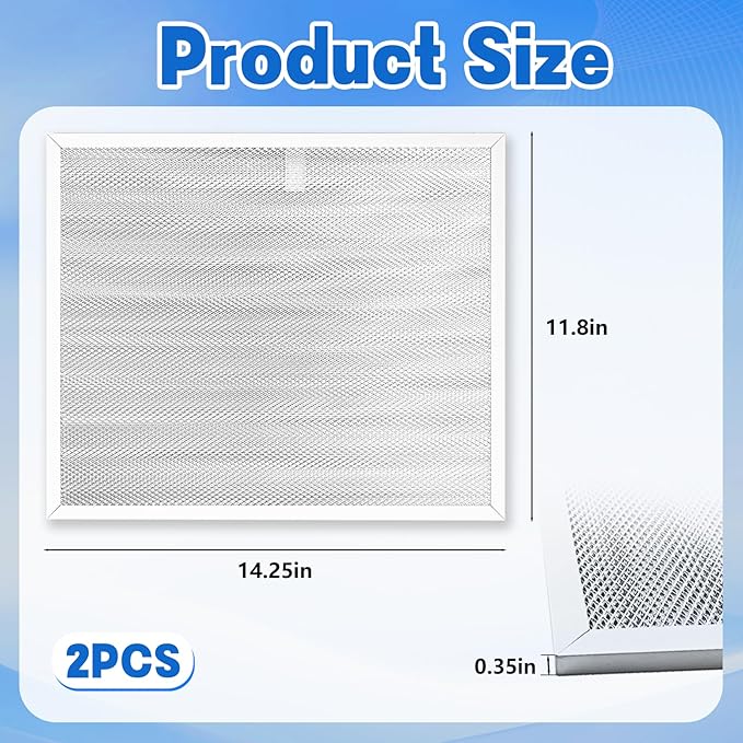 BPS1FA30 Stove Hood Vent Filter (2-Pack) - 11-3/4" x 14-1/4" x 3/8" Aluminum Grease Filter Compatible with NuTone Allure and Broan Range Hood Filter - Replaces 99010299 99010305 S99010305 AP3378953