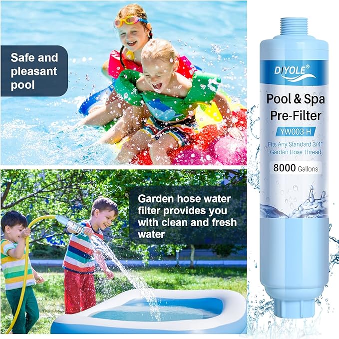 Garden Hose Filter for Filling Pool,Garden Hose Filter for Filling Hot Tub/Spa, Greatly Reduces Sediment, Chlorine, Heavy Metals and Odors, Standard 3/4" Garden Hose Thread (1 pack)