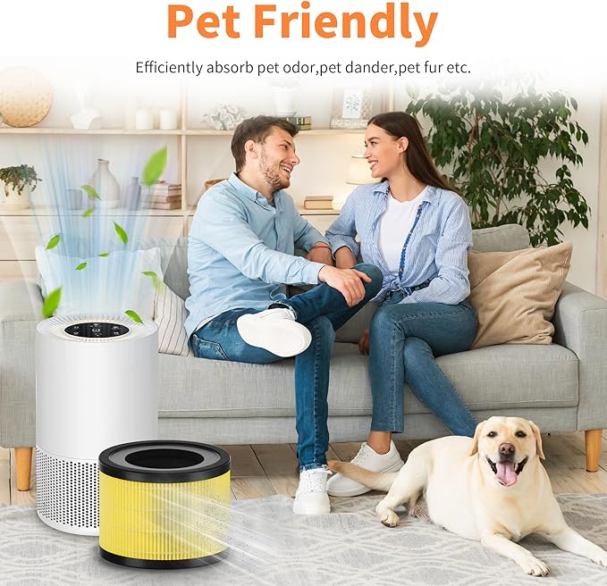 4 Packs AP-S0610L Pet Care Replacement Filters Compatible with MOOKA AP-S0610L Air Purifier, 3-Stage System for Odors, Dander and Smoke