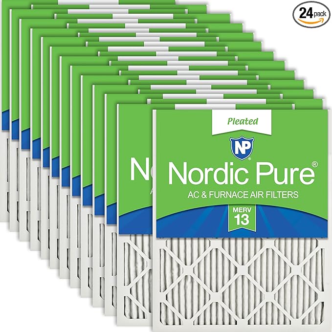 Nordic Pure 14x24x1 (Actual Size: 13 3/4 x 23 3/4 x 3/4) Pleated MERV 13 Air Filters 24 Pack