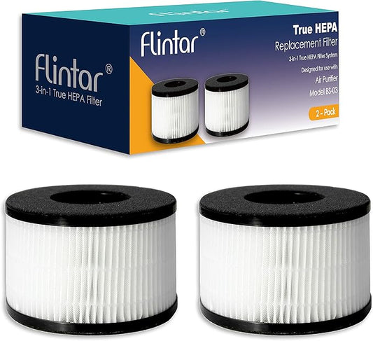 BS-03 Replacement Filter, Compatible with PARTU and SLEVOO BS-03 HEPA Air Purifier, 2-Pack