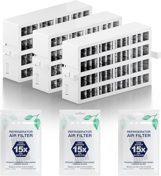 W10311524 AIR1 Refrigerator Air Filter Cartridge Replacement for Whirlpool Kenmore Refrigerator Compatible with Fresh Flow Refrigerator Air Filter, 3 Pack, White